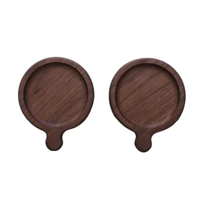Coffee shops high quality stackable cup bamboo coasters handle drink wood coasters