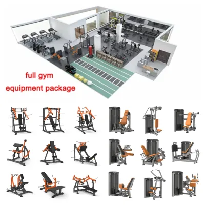 Complete Gym Equipment Package Multi Functional Commercial Fitness Machine Set with Free Weights Bench Rack