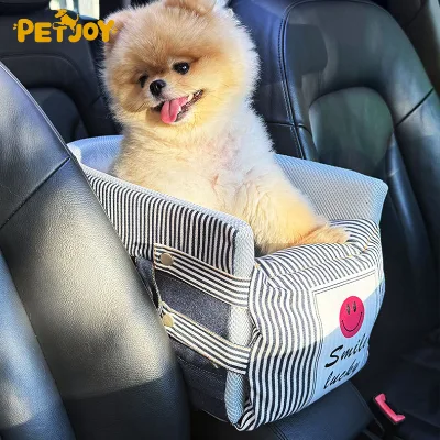 Denim Fabric Small Pet Carrier Dog Car Safety Seat Foldable Washable Breathable Portable Dog Travel Bag