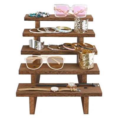 Design 5-Tier Wooden Display Riser Stand Plants Cupcakes Collectibles Weddings-for Vendor Markets Retail Wall Display Shelves