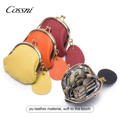 Custom Color Small Retro Fashionable Coin Purse for Girls PU Leather Litchi Texture Clutch Bag Promotional Gift