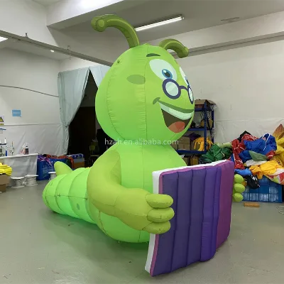 Custom Design Giant Inflatable Bookworm Caterpillar Model for Book Store Decoration