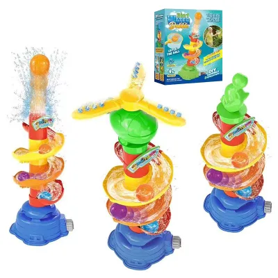 Customized 2 Colors Kids Spiral Track Water Sprinkler Toy Summer Backyard Water Play Toy with Fishing Net for Toddlers