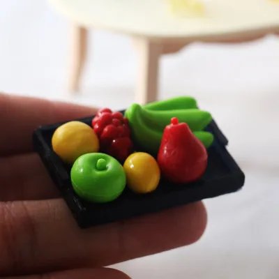 Dollhouse Mini Miniature Fruit and Vegetable Dinner Plate Model