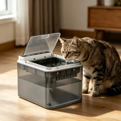 USMILEPET Smart Pet Water Fountain, Microwave Radar Sensor, Automatic Circulating Water, Cat Water Dispenser with Dust Cover OEM