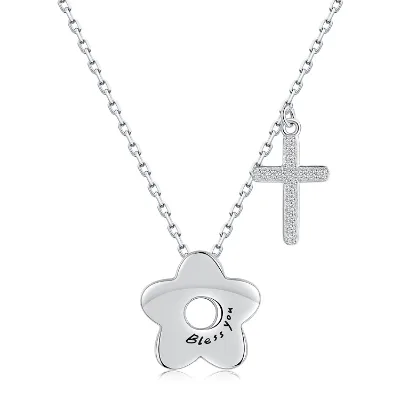 925 Sterling Silver Blessed Cross Pendant Necklace Christian Jewelry