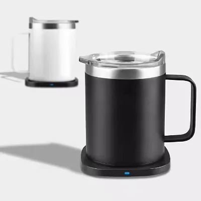 304 Stainless Steel Charging Double Walled Coffee Tumbler 55 Degree Self Heating Heated Mug With 15W Wireless Phone Charger