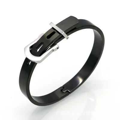 Custom Hypoallergenic Couple Buckle Waterproof Adjustable Stainless Steel Bangle for Jewelry