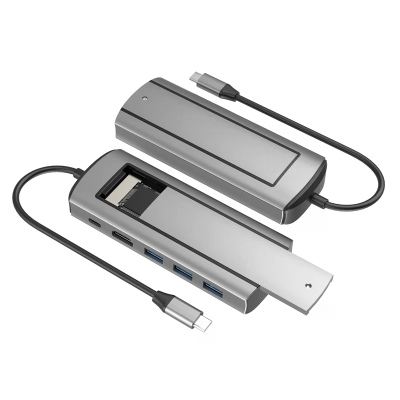 6-IN-1 USB C HUB USB C Docking Station With Disk Storage Function M.2 NVMe SATA SSD Type C to HDMI Adapter for Macbook Pro