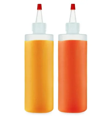 8 Ounce Plastic Squeeze Bottles with Red Tip Caps for Food Crafts Art Multi Purpose