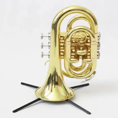 OEM Pocket Trumpet Mini Trumpet Brass Body With Stainless Steel Valves Pocket Trumpet