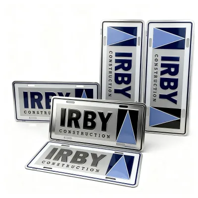 Custom Embossed 3D Aluminum License Plate Industrial Construction Utility Contractor Engineering Builder Heavy Duty Gauge Decor
