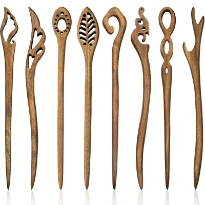 Sandal Wooden Hair Sticks Chinese Hair Pins for Women Long Hair Handmade Chignon Maker Accessories