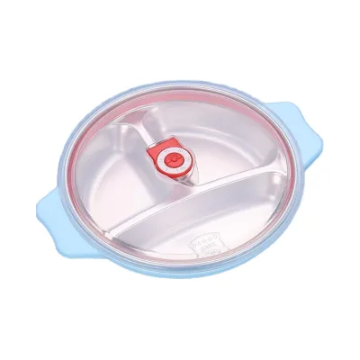 S 304 Food Grade Stainless Steel Kids BPA-Free Baby Bowl Sealed Thickened Deepened Dividing Plate with Suction Features Lid