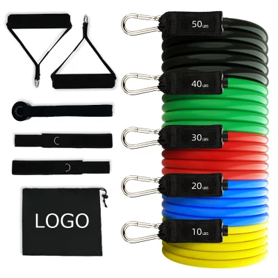 TPR TPE Exercise Elastic Band Custom Fitness Fabric 11pcs Resistance Bands Set Wholesale