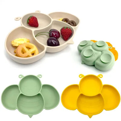1 Food-grade Silicone Baby Feeding Plate, Child-friendly Animal Pattern, Skid-proof and Easy to Clean, Suitable for