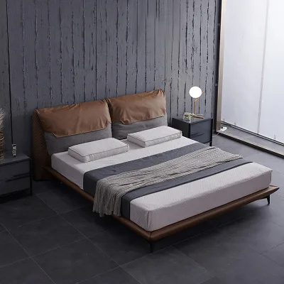 Genuine Leather king Size Bed Bedroom Set Furniture Comfortable Headboard king Size Bed Frame