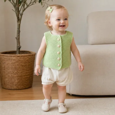 Mainly Promoting New Nordic-style Artsy Thick-knit Sleeveless Vest for 1-5 Years Old Babies Perfect for Toddlers' Photo Outfits