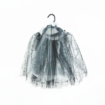 Girls Halloween Gothic Tutu Dress up Spider Web Mesh Skirt Veil Headpiece Party Fancy Cosplay Outfit Set