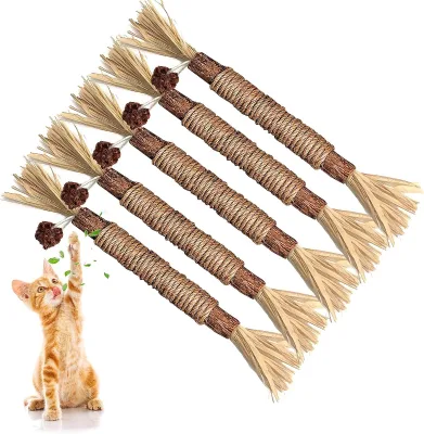 Silvervines Cat Toys Luxury Eco-Friendly Chew Sticks for Aggressive Chewers Interactive Cotton Teeth Cleaning Toys
