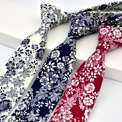 Hot Selling Wholesale Fashion Cotton pink Floral Ties 6cm Neck Tie Wedding Mans Floral Necktie