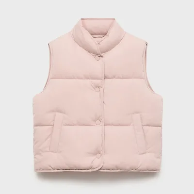 Autumn Winter Children's Multi-Color Canvas Sleeveless Waterproof Windproof Feather Filled Casual Outerwear Vest Bows Pattern