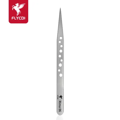 FLYCDI Ultra-fine Straight Head 9-hole Precision Anti-static Sandblasted Straight Head Tweezers