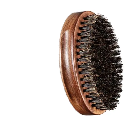 Professional Men's Oval Wooden Grooming Brush With Natural Boar Bristles Ionic Laser Paddle for Salon Use