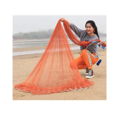 Orange Large Mesh American Multifilamentt Cast Net Fishing Throw Hand Faloting Fishing Net