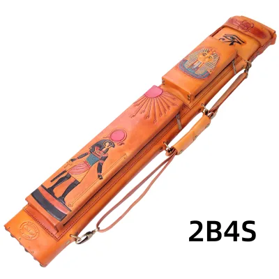 Jf Pharaoh Original Genuine Leather Brown 1/2 Billiard Cue Bag 2B4S 6-Hole Waterproof Durable 9-Ball Pool Cue Case for Everyday