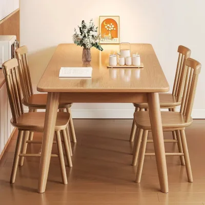 Modern Minimalist Style Solid Wood Rectangular Dining Table for Restaurant and Home Usesimple Design for Small Spaces