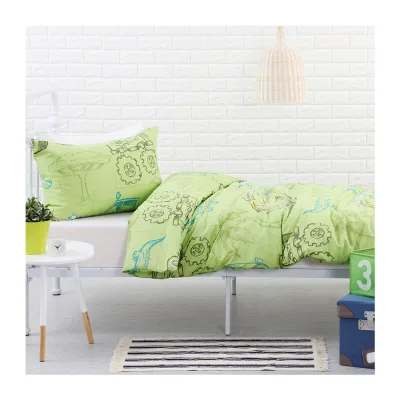 China Supplier 2pcs Machine Wash Custom Size Pattern Green 3d Printed Children Bed Comforter Sets