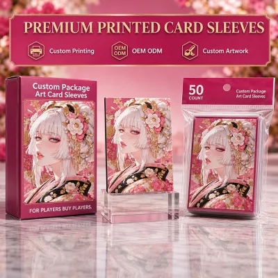Leading Factory Custom Size Private Label Smooth Shuffling Waterproof Full Printing Art Card Sleeve with Packaging Box Bags