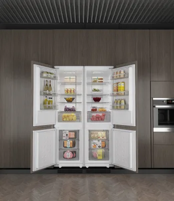 Built in Refrigerator 540mm Under Counter Bottom Freezer Frost Free R600a White CE CB RoHS EMC Compact Fridge 232L Ultra Slim