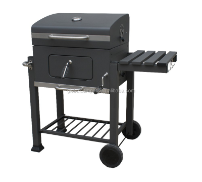 Charcoal BBQ Grills Garden Backyard Classic Large Cooking Area BBQ Party Square BBQ Grill With Trolley Cart