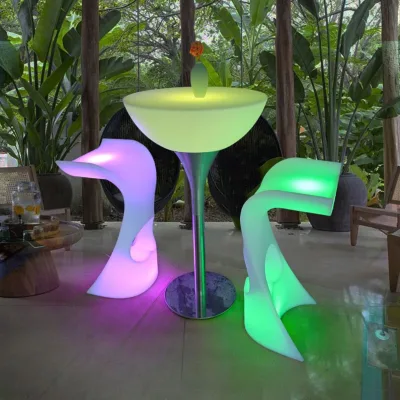 Modern Bar Furniture LED Bend Bench Bar Stool Glowing Table With 16 Colors Changing