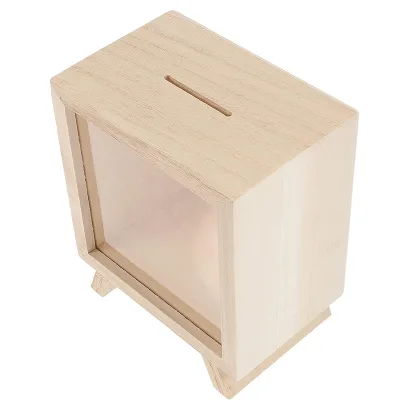 Nordic Style Solid Wood Desktop Children's Piggy Bank, Children's Room Decoration Wooden Decoration, Creative Money Storage Box