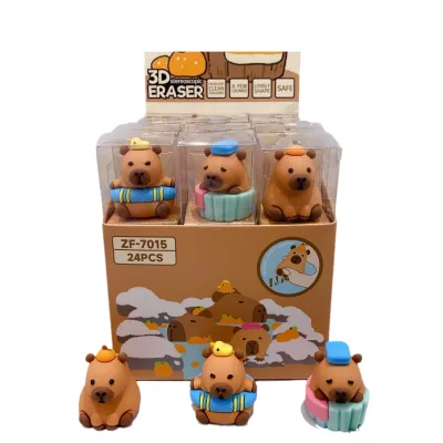 Kawaii School Stationary Accessories Cute Kids Rubber Cute Kawaii Erasers Expression Bear Bird Capybara  Eraser for Children