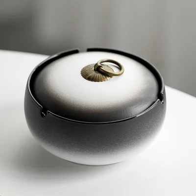 Creative Covered Ashtray, Retro Personalized Ceramic Ashtray, Home Living Room Office Windproof Extinguishing Ashtray