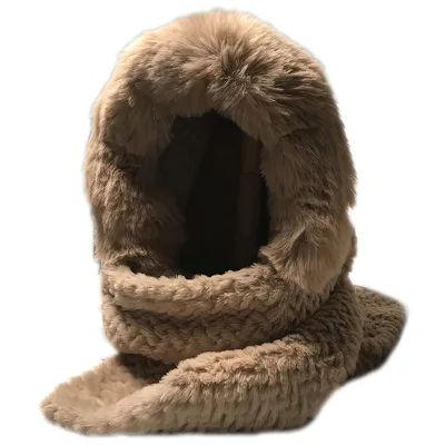 WXL489 Female Autumn Winter Ear Protection Plush Three Piece Set New Fashion Rabbit Hair Warm Hat Scarf