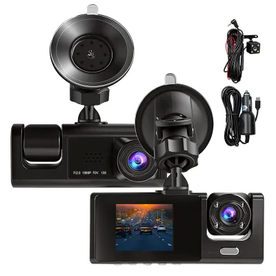 HD Screen Smart Dash Cam Para Coche Wide Angle View Premium Rear Camera 128GB Motion Detection Dash Cam 3 Channel for Car