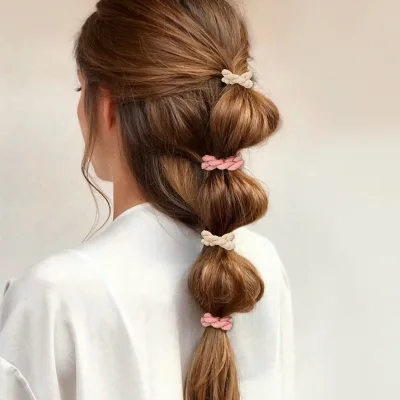 B.PHNE 5pcs/set Hair Accessories Ponytail Holders Elastic Hair Tie Fried Dough Twists Hair Bands