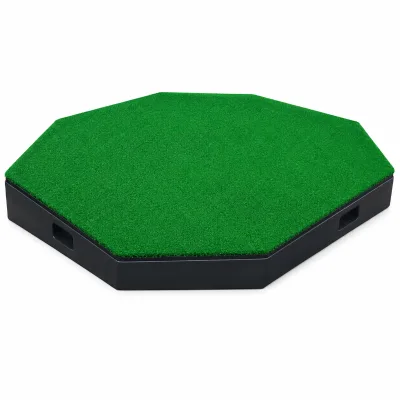 1.5m Octagonal Sloped Golf Hitting Mat 3-Layer Cushioned Artificial Turf Practice Mat with Carry Handles