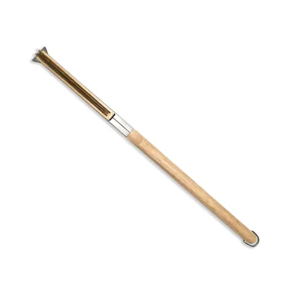 Long Detachable Wooden Grill Brush with Scraper Heavy Duty Copper Wire Grill Clean Brush for Outdoor Camping Grilliing BBQ Tool