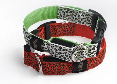 Shaw Ye Factory Direct Supply Rechargeable LED Glowing Punk Fashion Nylon Leopard Print Buckle Closure Dog Collar