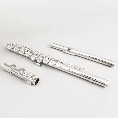 JEK Quile 16-Key G2RES Silver-Plated C-Flute Open-Hole French Buttons for Beginners