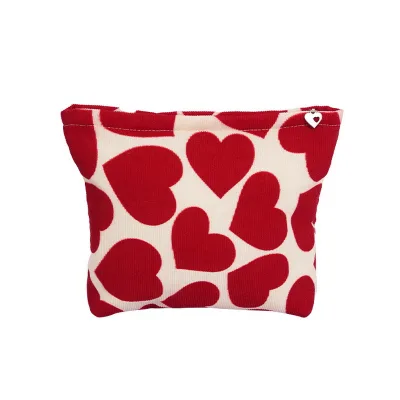 OEM Love Heart Printing Makeup Bag Brides Wonderful Gift Bridesmaids Proposal Seersucker Cosmetic Bag Wedding Toiletry Pouch Bag