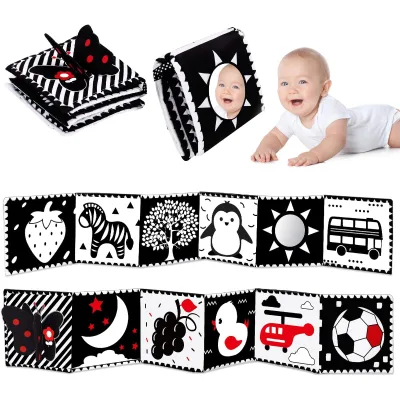 Montessori Learning Soft Book for Brain Development Black and White High Contrast Baby Toys Newborn Soft Activity Book