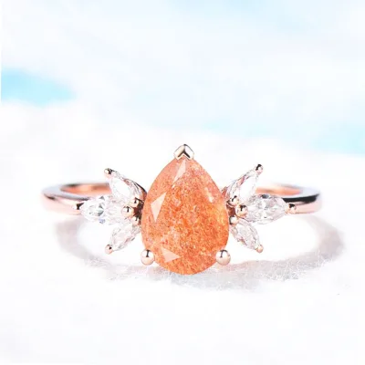 925S Stunning Yellow Oregon Sunstone Gemstone Ring Vintage Style Wedding and Party Name Rings Stunning Designs