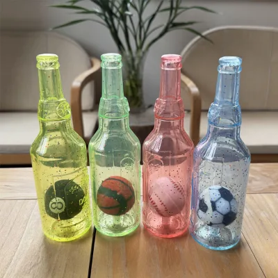 TPR Beer Bottle Dog Chew Toy: Squeaky Interactive Toy with Tennis Ball for Teeth Cleaning & Boredom Relief